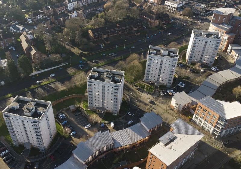 Aerial view of residential towers